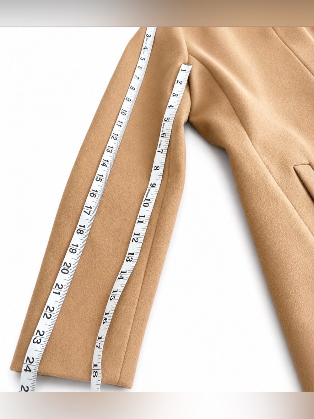 Skies Are Blue Camel Wool Blend Coat M Classic Minimalist Office Quiet Luxury - Picture 7 of 11